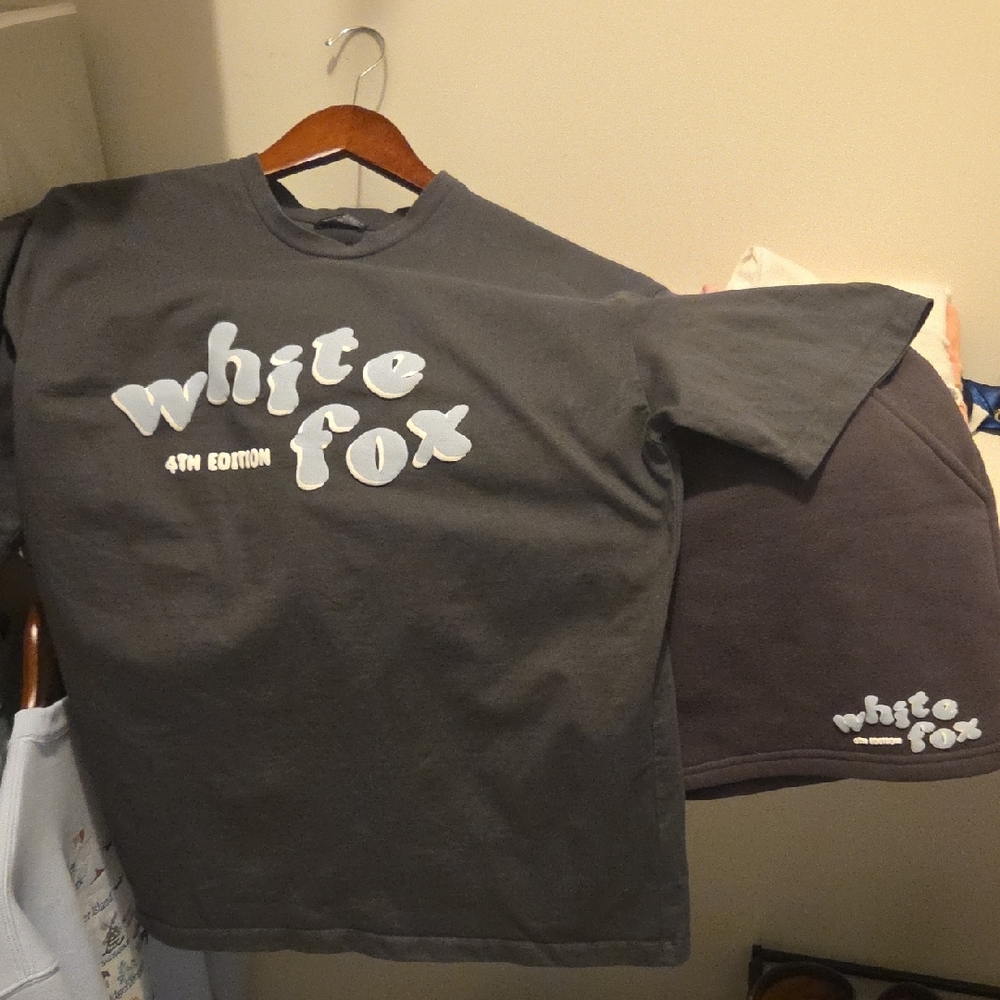 White Fox Gray T-Shirt and Skirt Set